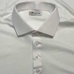 Collars & Co Mens Medium White Performance Polo Semi Spread Collar NWOT